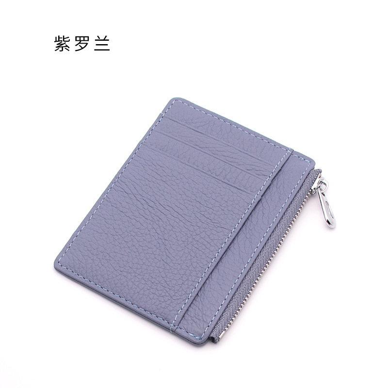 Picture of Ultra-thin Genuine Leather Zipper Coin Purse Card Holder Fashionable Large Capacity Double-sided Bank Card Id Card Holder Leather Card Holder