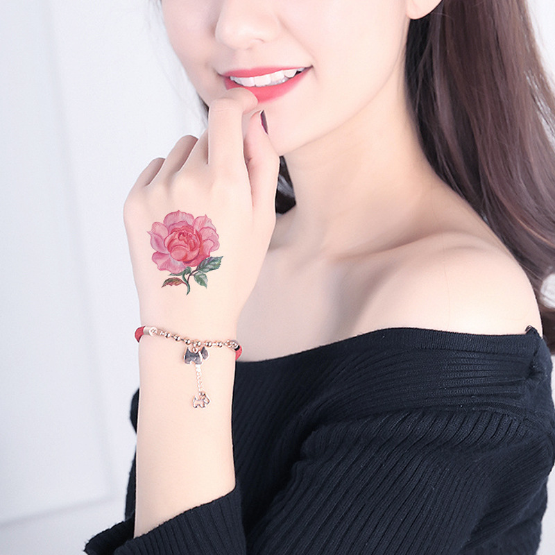 Picture of New waterproof flower tattoo stickers fashion small fresh face stickers fashion Photo Studio Art Stickers