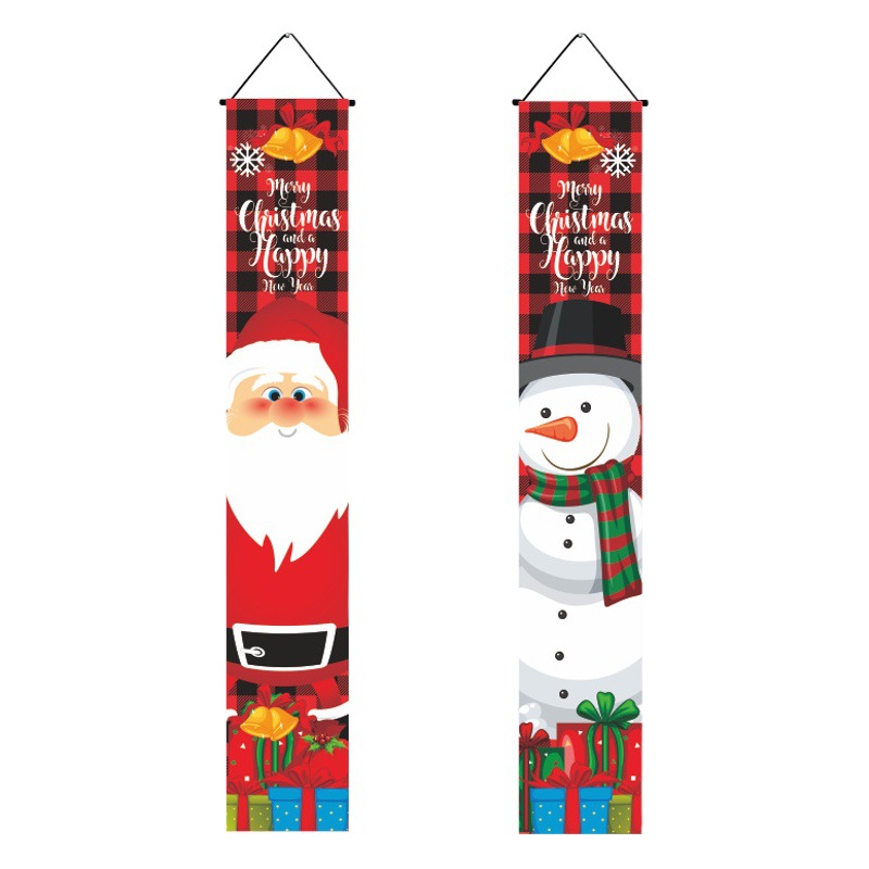 2025 Amazon Cross-Border Christmas Couplet Set Holiday Party Decoration Christmas Door Decoration Pendant Door Flag Customization