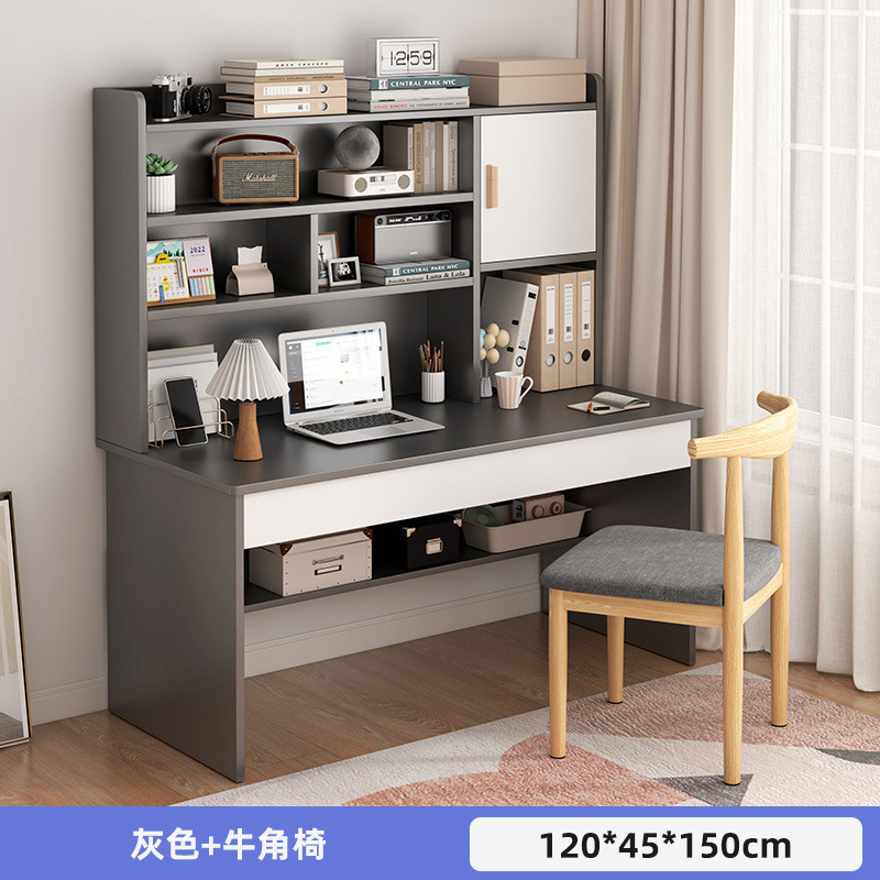 Picture of Student home study desk, children's desk, bookshelf combination table and chair set, simple bedroom, children's writing desk
