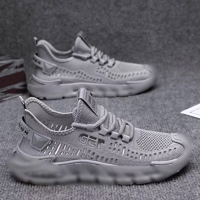 Men's Shoes Summer New Mesh Breathable Men's Casual Shoes Trendy Versatile Hollow Shoes Solid Color Slip-On Shoes