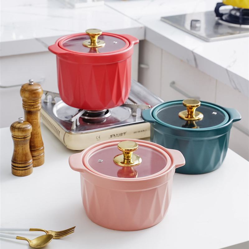Picture of A modern simple matte glaze ceramic casserole high temperature resistant open flame household creative small casserole stew pot