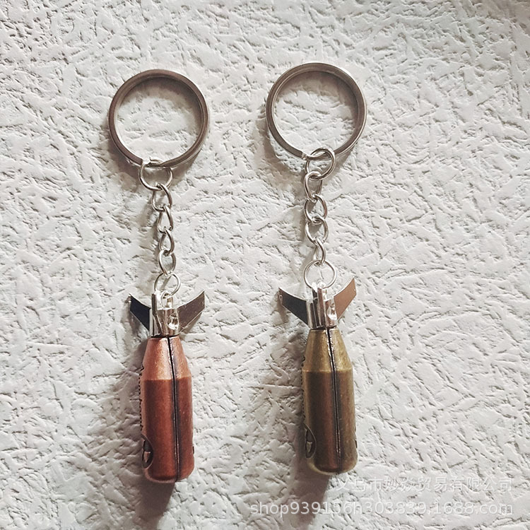 Retro creative three-dimensional simulation single-head model keychain pendant men's backpack key pendant ornaments