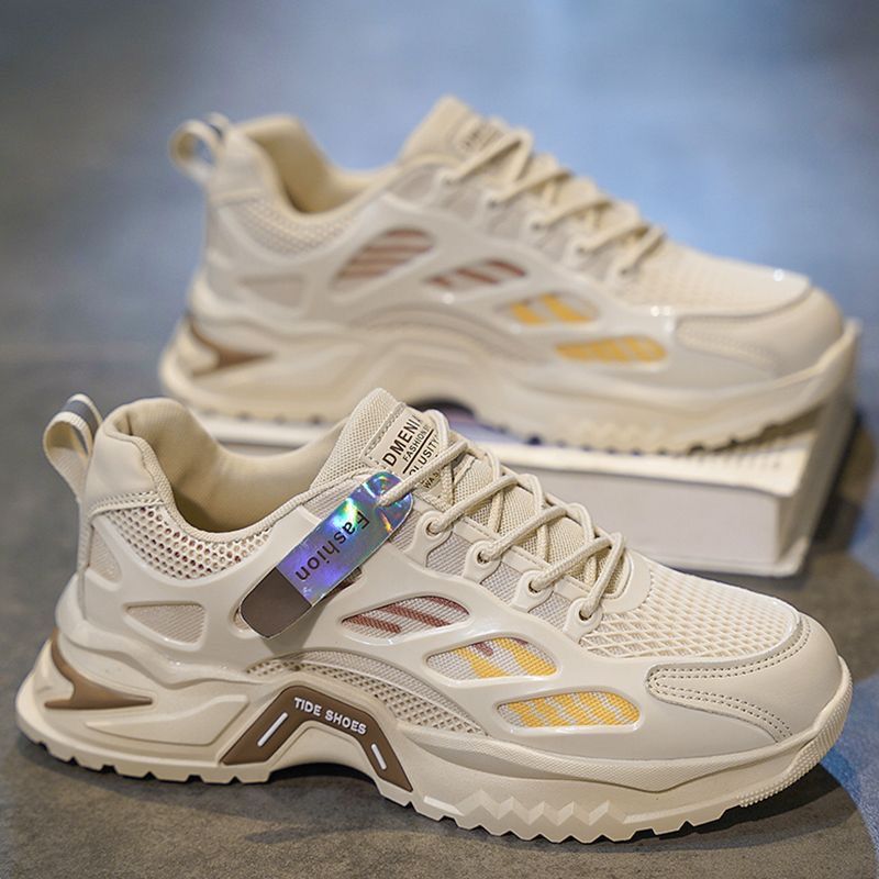 Summer Men's Shoes Breathable 2025 New Youth Casual Versatile Sports Running Mesh Anti-Odor Heightening Dad Shoes