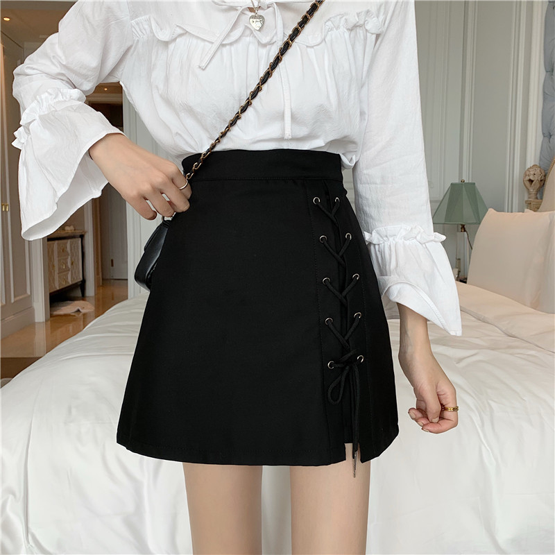 Picture of 2022 Summer New Arrival Strap Irregular Skirt Women's Autumn High Waist Anti-slip Skirt Black A- line Hip Skirt