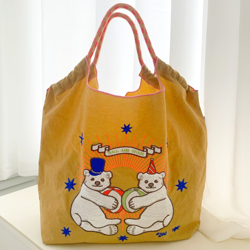 Picture of Japanese homemade ball chain eco-friendly shopping bag nylon embroidered hand canvas bag nylon shopping bag