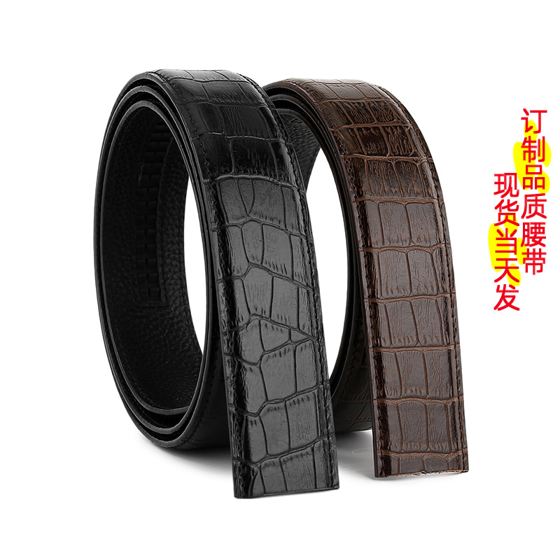 3.5cm Men's Belt Wholesale Genuine Leather Crocodile Pattern Elegant Automatic Top Layer Cowhide Belt Gtn