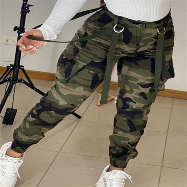 Picture of Cross-border Europe and the United States Amazon new street fashion camouflage Joker toe strap overalls