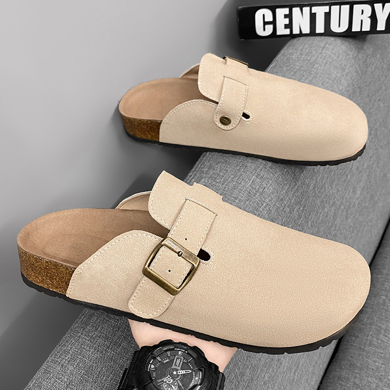 Slippers Cork Men's Summer New Style Slip-on Shoes Outdoor Fashion Lazy Slip-on Casual Trendy Half Slip-on Men's Shoes