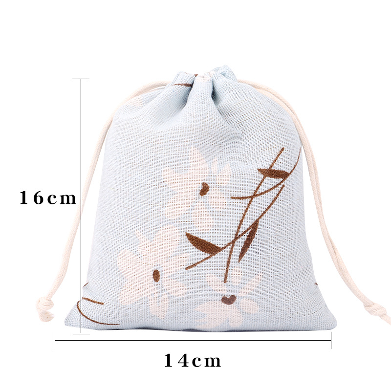 Picture of Printed cotton drawstring bag small bag home travel sundries storage bag Christmas gift packaging bag in stock