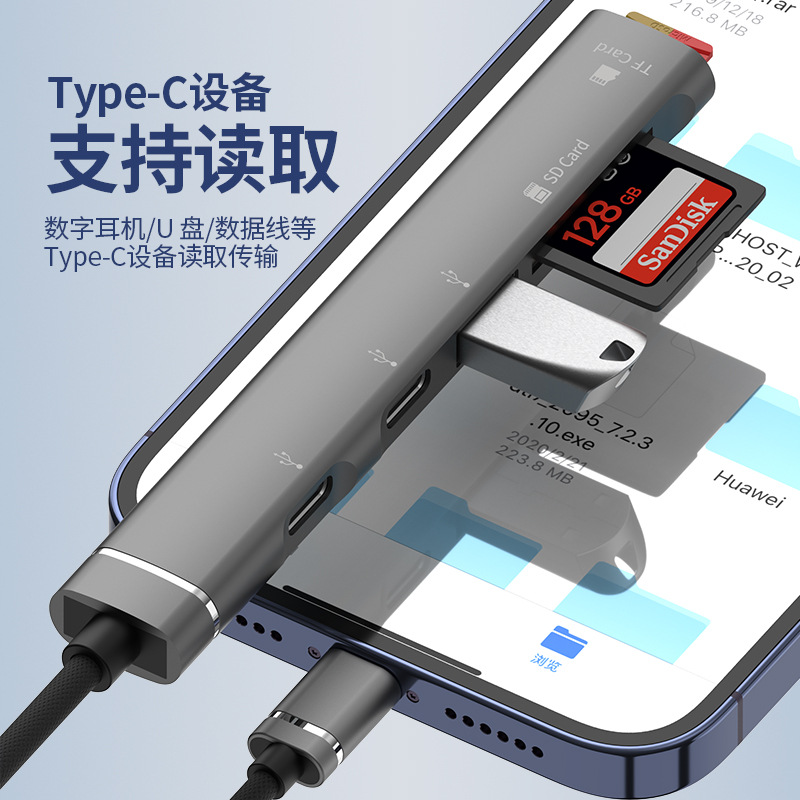 Picture of 5-in-1 Usb-C Extended USB Hub Card Reader Suitable for Huawei Typec Interface to Usbtf Card Sd Memory Card