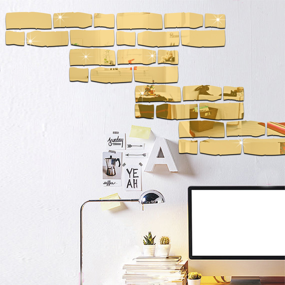 Picture of JM248 Creative Geometric Acrylic Mirror Brick Wall Sticker Children's Room Kindergarten Decoration Removable