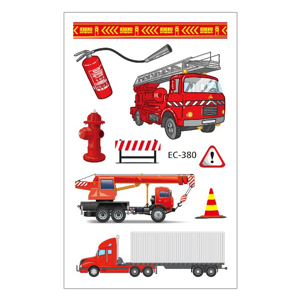 Picture of Cross-Border Supply Waterproof Children's Tattoo Stickers Cartoon Car Excavator Fire Truck Children's Traffic Tattoo Stickers