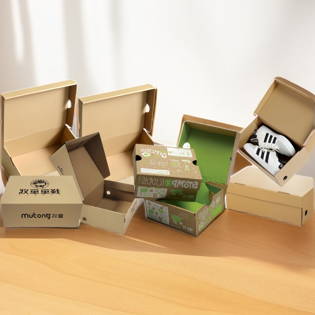 Picture of Cowhide Color Shoe Box Carton Custom Manufacturer Direct Sales Flip Foldableing Shoe Box E-Commerce Packaging and Delivery Shoe Box Packaging Box