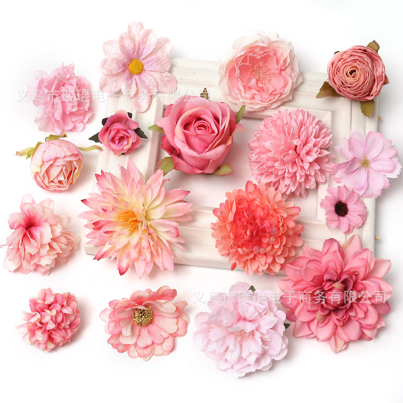Picture of Pink simulation flower wedding shooting props handmade DIY hair accessories decoration Amazon flower box material