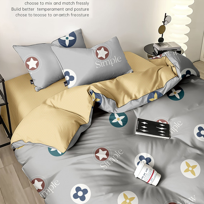 Picture of Twill cotton 40 cartoon printing wide bedding four-piece fabric cotton bed sheet bear fabric