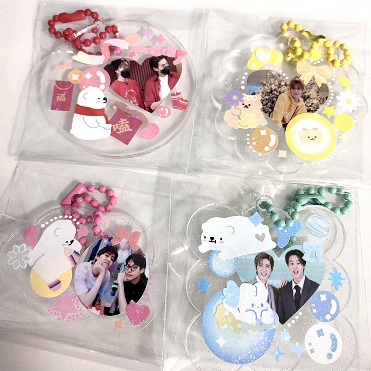Picture of Cross-border transparent acrylic chip goo card DIY goo plate handmade keychain pendant organic glass blank embryo round