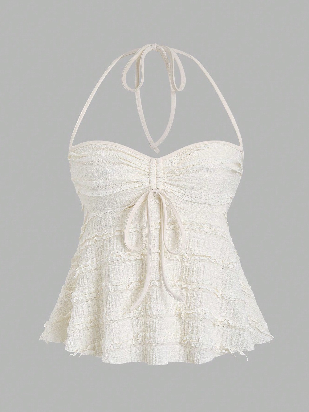 2025 New Cross-Border Foreign Trade Irregular Lace-Up Halterneck Vest Suspender Summer Sexy Hot Girl Suspender Knitwear