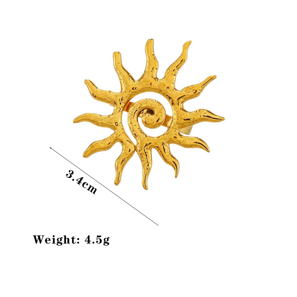 Picture of Cross-Border New Sun Pendant Titanium Steel Necklace Earrings Ring Women's Design Light Luxury Niche High-End Jewelry Set