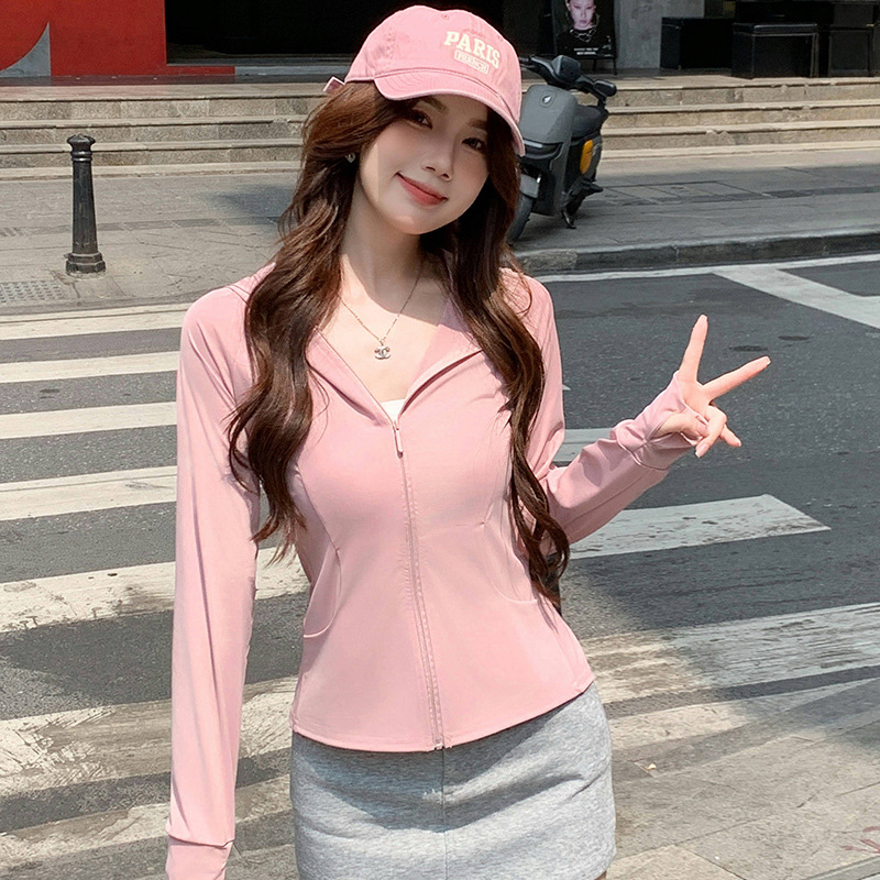 Picture of H829 Pocket Summer Outdoor Ice Silk Sun Protection Clothing New UV Protection Sunshade Lightweight Skin Clothing Sun Protection Clothing