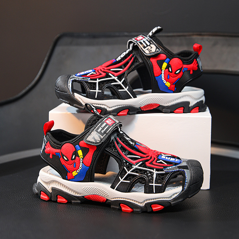 Children's Sandals Summer 2025 New Boys' Non-slip Big Children's Soft Bottom Baotou Beach Shoes Spiderman Casual Soft Bottom