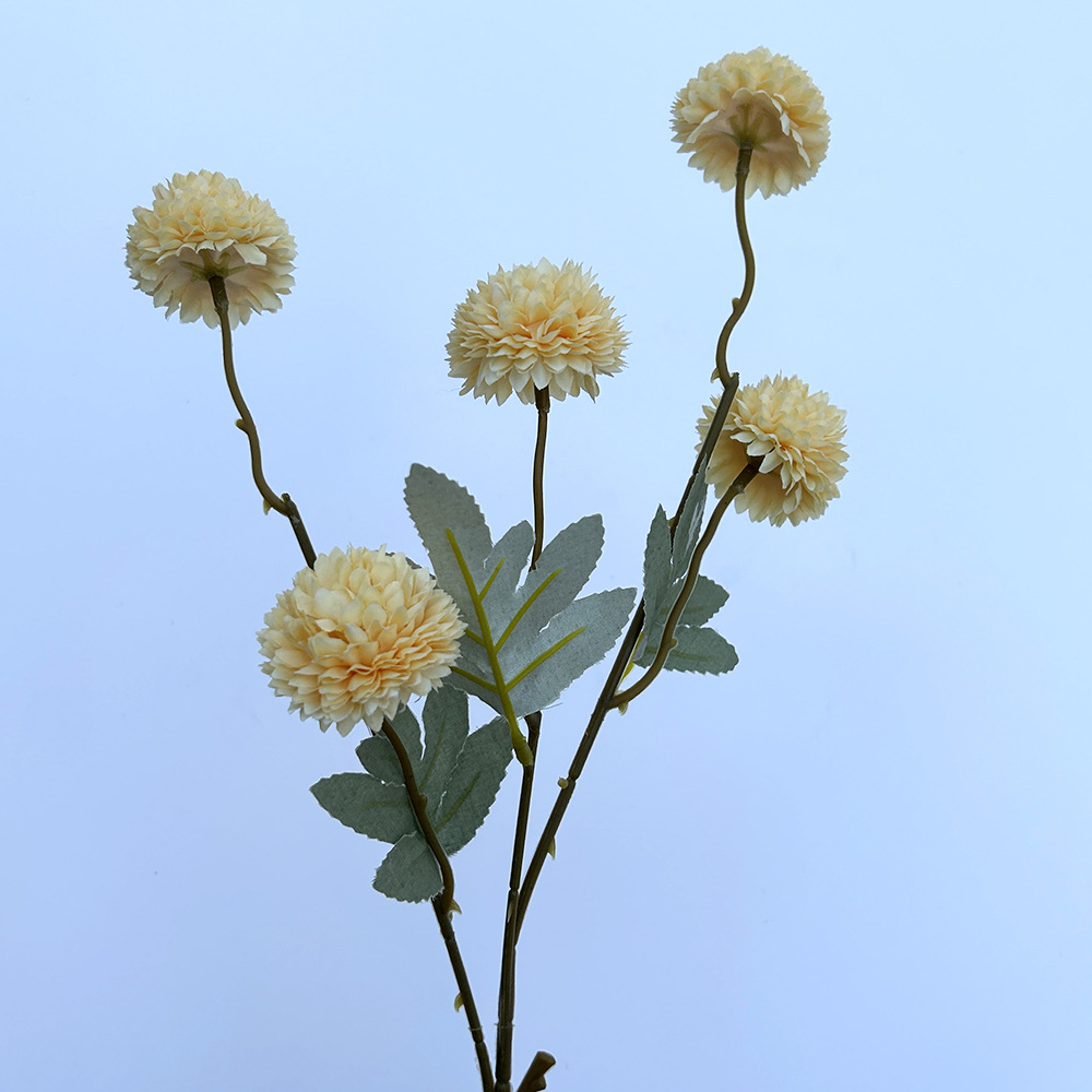 Picture of Simulation of 5 autumn dandelion ball chrysanthemum 5 small onion ball wedding home decoration bouquet soft photography props pu