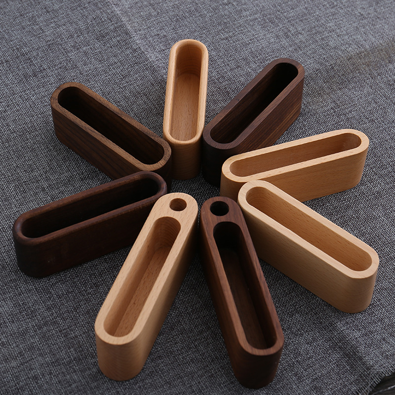 Picture of Creative Wooden Business Card Box Office Business Storage Box Solid Wood Note Box Business Card Base Front Desk Engraved Logo