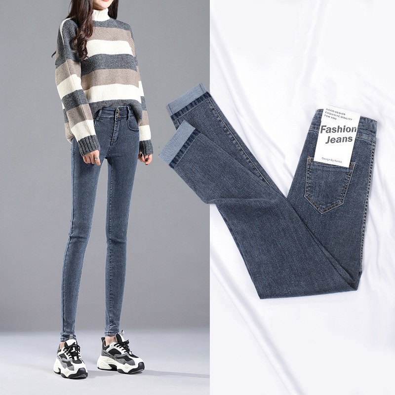 High Waist Jeans Women's Spring and Autumn New Stretch All-match Korean Style Outer Wear Slim Look Tall Ankle Pencil Pencil Pants for Winter