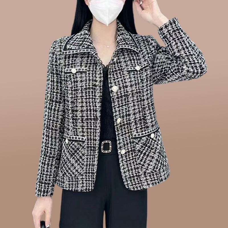 Chanel Style Coat Women's 2023 Spring and Autumn New French Jacquard Explosions Loose Short Plaid Top