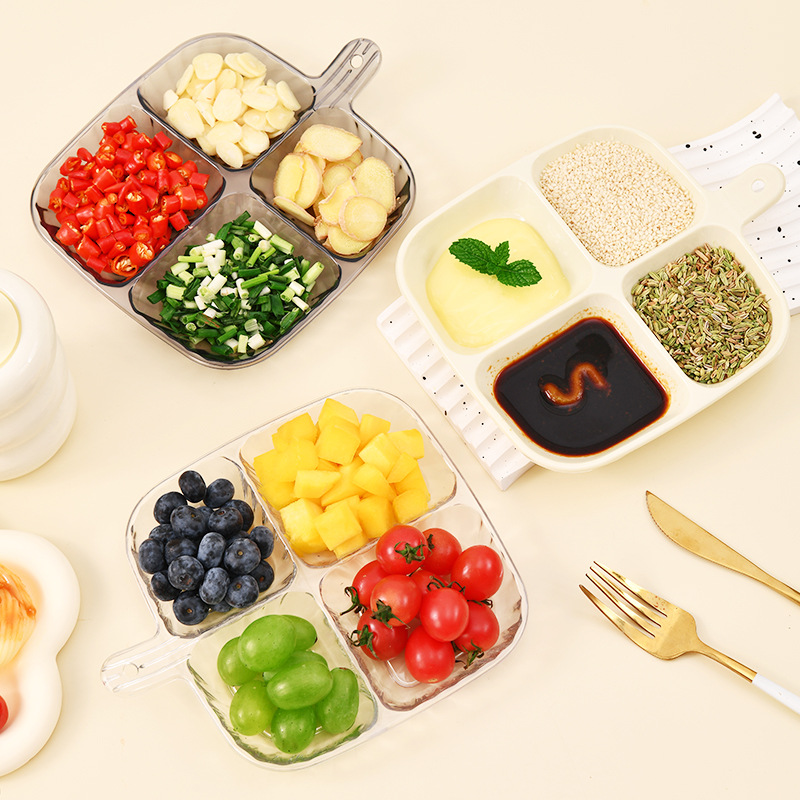 Picture of Multi-Purpose Divided Side Dish Storage Plate Household Hot Pot Dinner Plate Onion Ginger Garlic Kitchen Supplies Department Store Daily Wholesale
