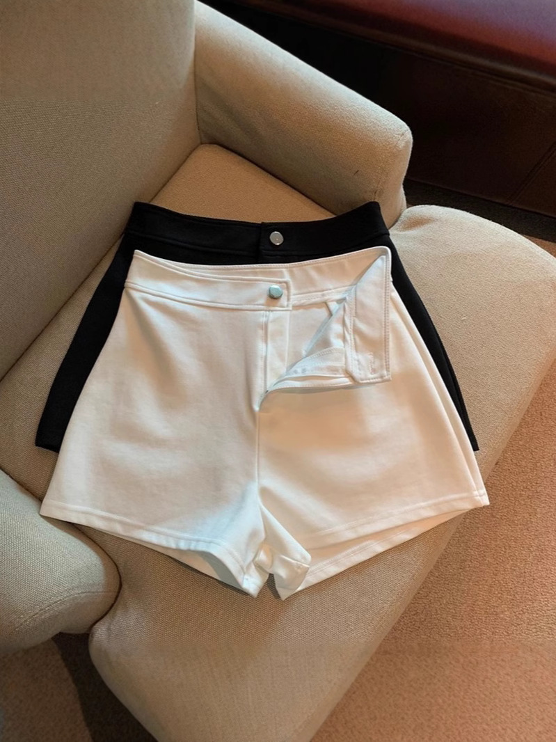 Black Stretch Tight Suit Shorts Women's Autumn and Winter 2024 New plus size chubby girl High Waist Slim A- Shaped Hot Pants Trendy