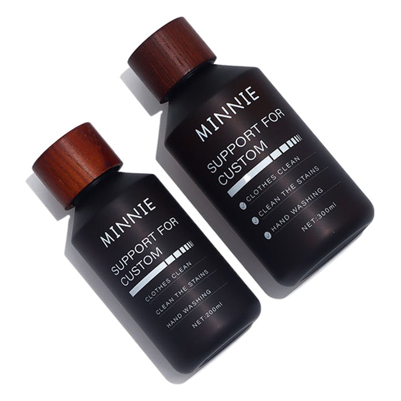 Spot 200ml300ml500ml white wax wooden lid oblique shoulder bottle pure Dew bottle plastic split bottle PET frosted
