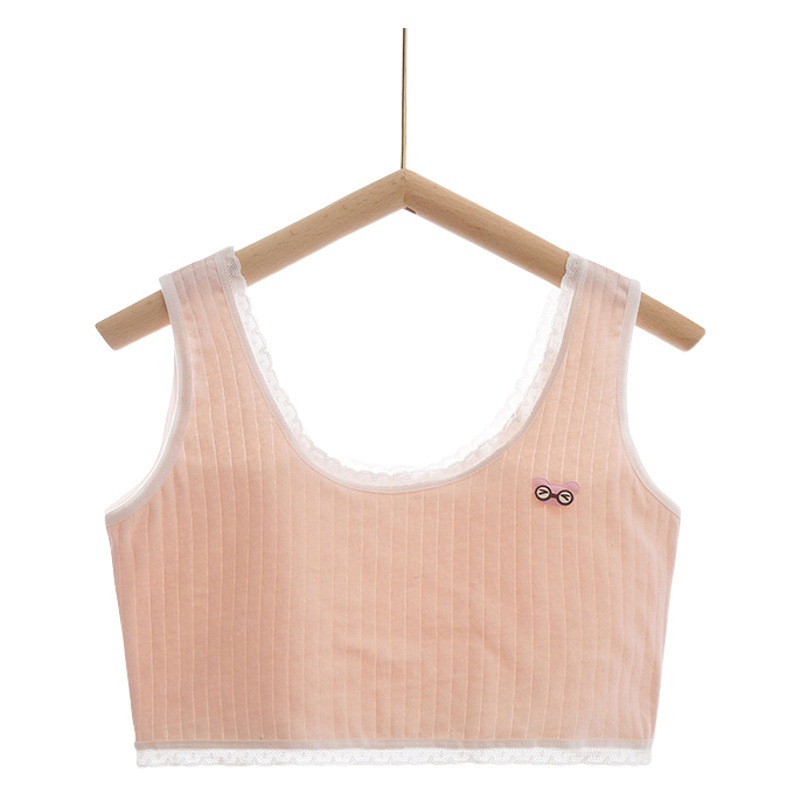 Pure Cotton Chest Underwear for Junior High School Students Female Students Korean Style High School Students Developmental Vest Solid Color Girls' Bra Sports