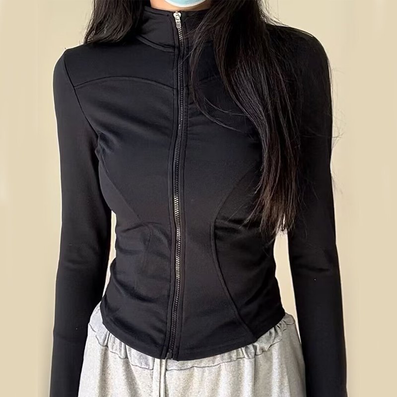 Zipper Stand-Up Collar Top, Windproof, Slim Fit and Sun Protection Design, Super Hot Season Casual Bottoming Short Jacket for Women, Summer Inner Wear
