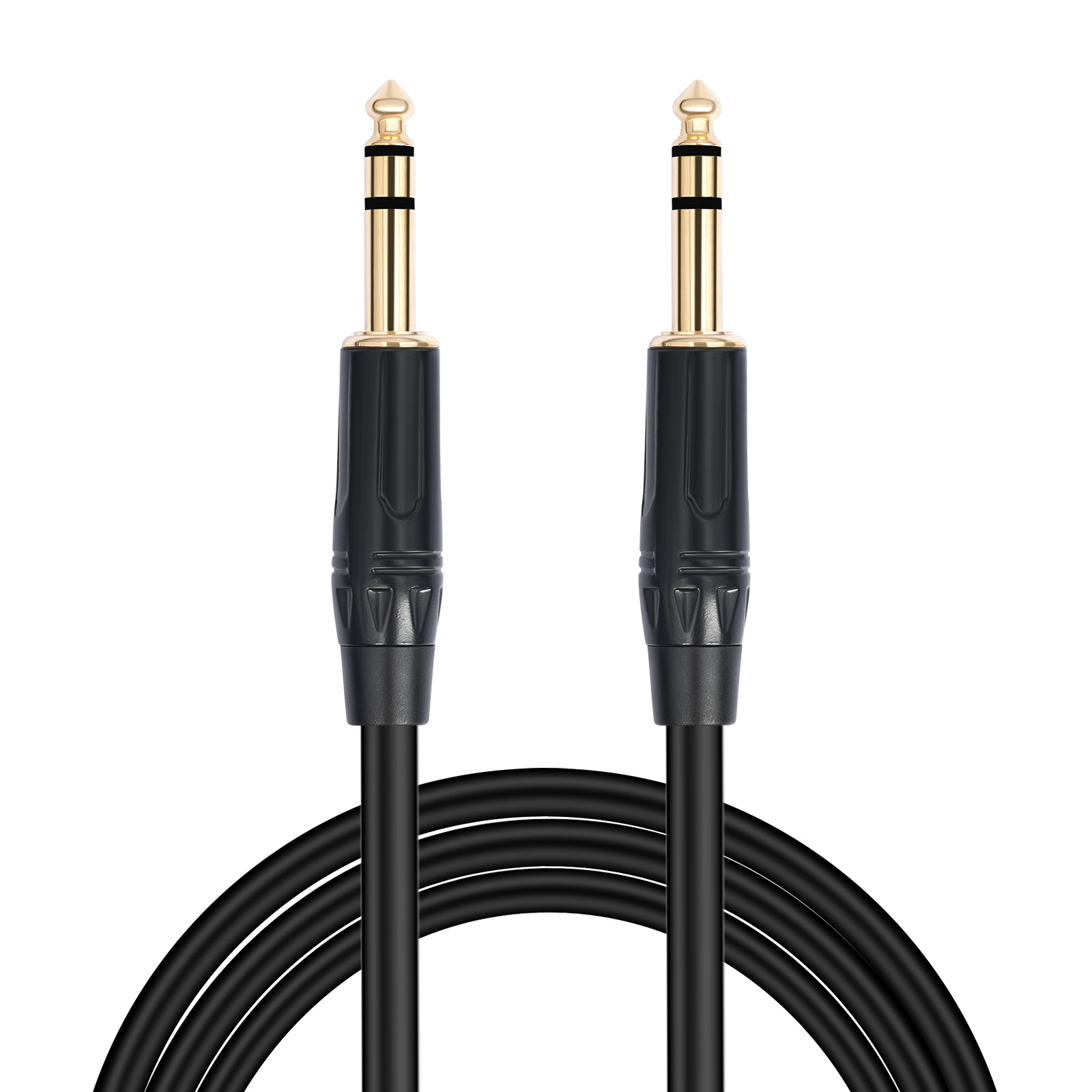Cross-border metal gold-plated plug stereo 6.35mm TRS male-to-male 1/4 guitar mixer audio cable
