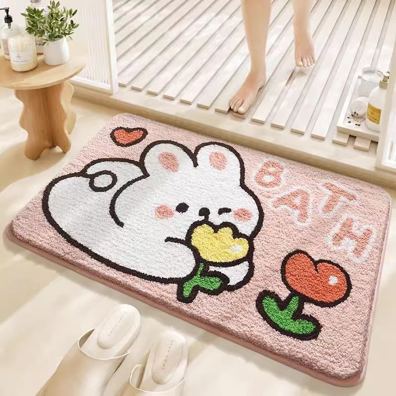 Picture of 2025 New Cartoon Cashmere Floor Mat Bathroom Decorative Blanket Shaped Bedroom Bedside Carpet Entry Door Mat