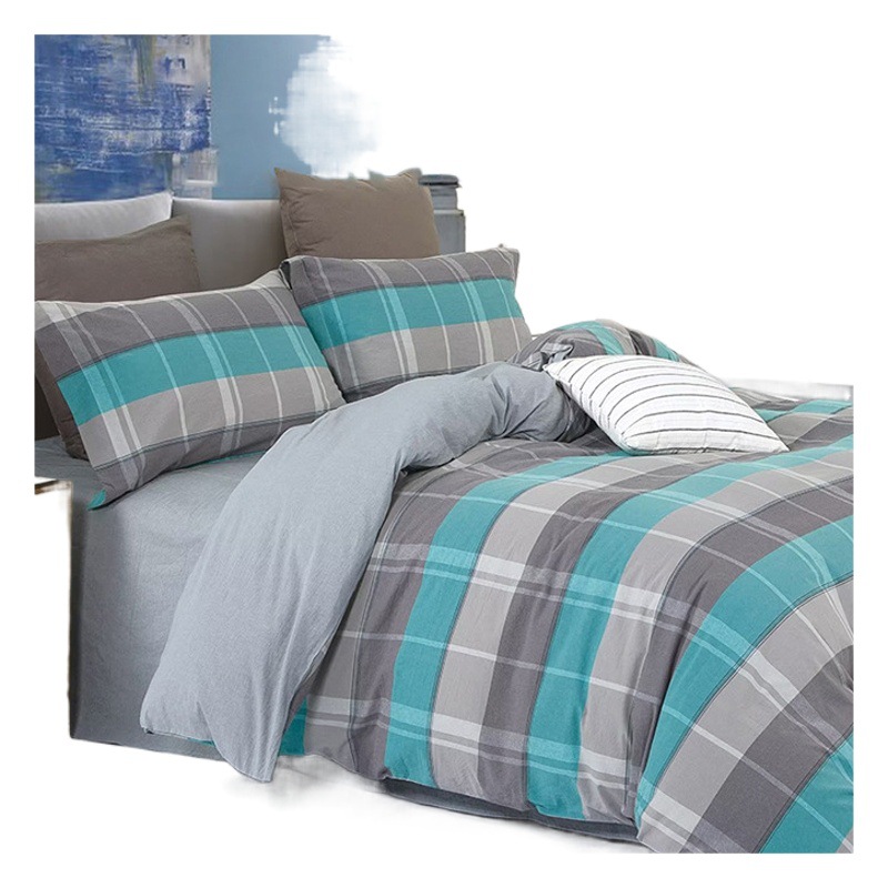 [Jinyifa Home Textiles> Spring and Summer New Washed Cotton Fabric Bedding Fabric Japanese Style Cotton Yarn-Dyed Plaid Fabric