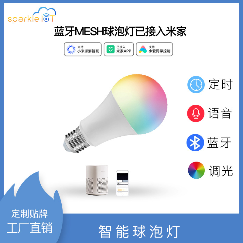 The Smart Bulb Has Been Connected to Mijia Xiao Ai’S Bluetooth Mesh Gateway to Control Rgbcw Dimming and Color Adjustment