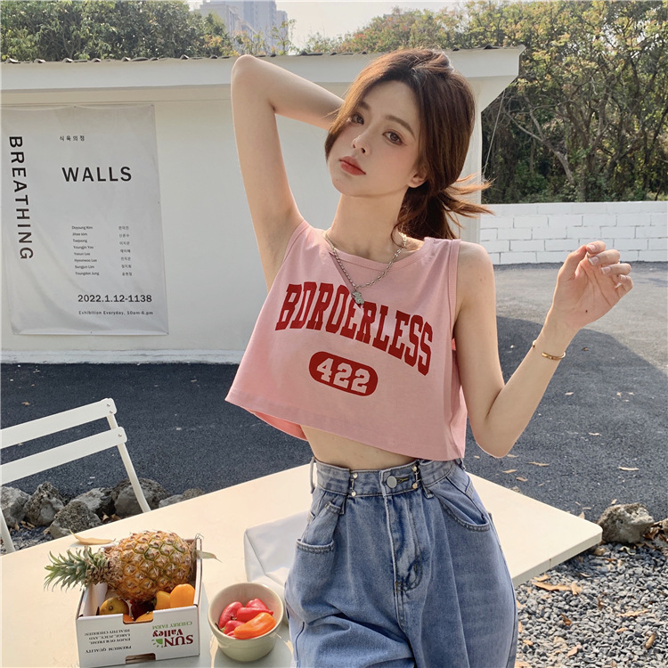 plus size MM Camisole Women's 100.00kg Outer Wearing Ins European and American Style Hong Kong Style Chic Sleeveless T-Shirt Sports Top