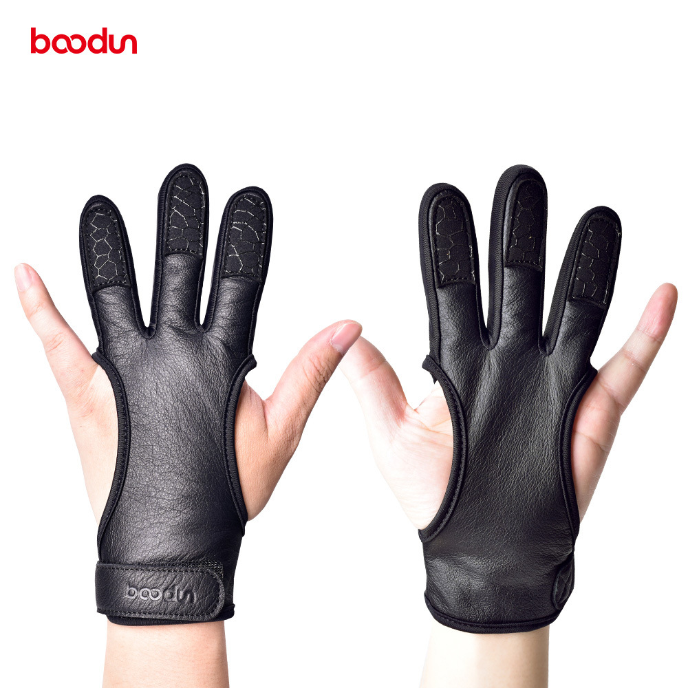 Boton Cross-border New Three-finger Archery Shooting Gloves Leather Comfortable Wear-resistant Non-slip Finger Recurve Arrow Gloves