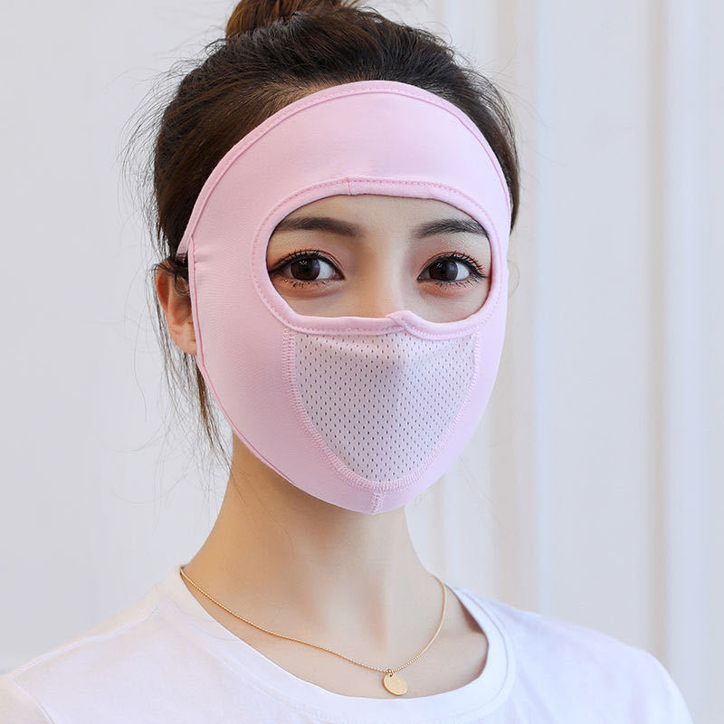 Full face sun protection summer thin breathable ice silk mask riding sun protection UV protection with breathing mesh mask