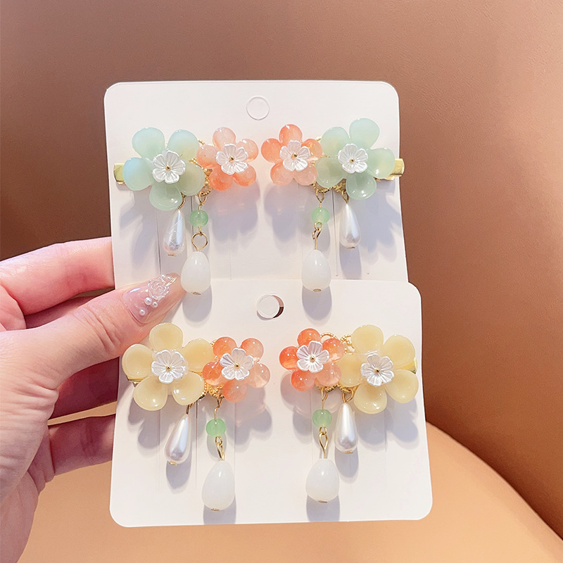 Picture of Hanfu Headwear for Girls and Children Chinese Style Walking Tassel Hairpin for Girls Super Fairy Princess Ancient Dress Flower Hairpin Headwear