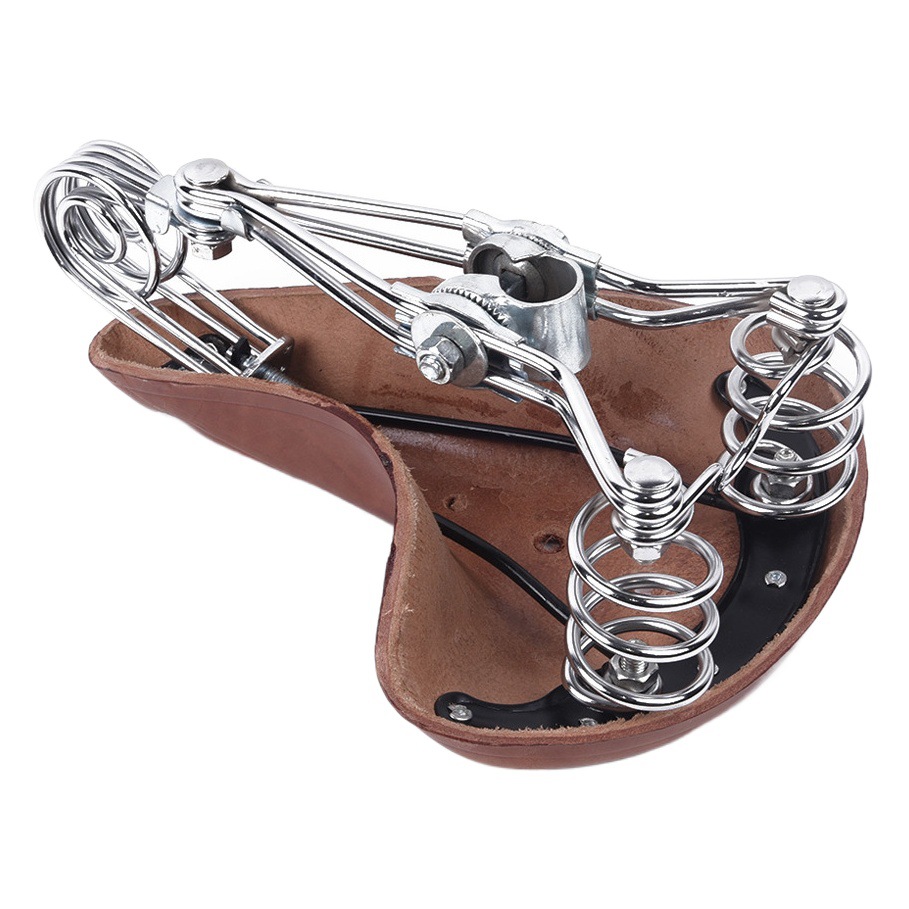 Bicycle Cowhide Saddle Real Triple Spring Cushion Retro Saddle Cowhide Saddle Bag Bicycle Accessories