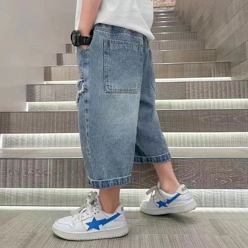Picture of Boys Jeans Shorts Summer Children's Foreign Trade Personalized 2025 Casual Pants Boys Pants Capri Pants Summer Thin
