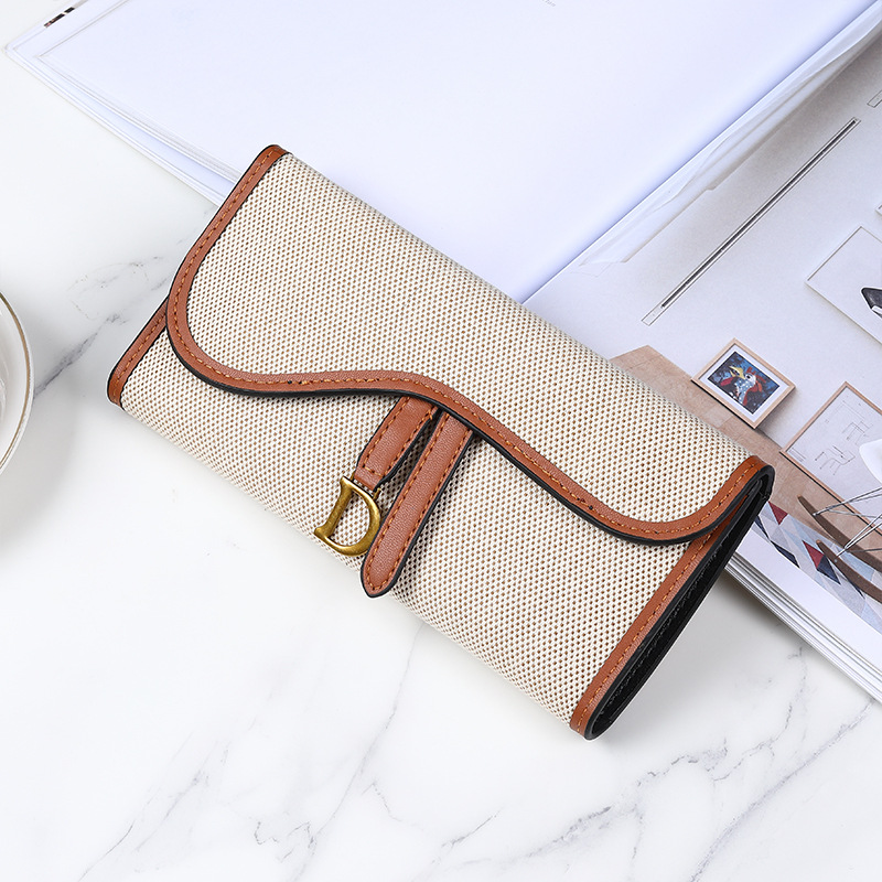 Picture of European and American retro wallet ladies long large capacity D-buckle multi-card foreign trade multi-functional three-fold clutch wholesale