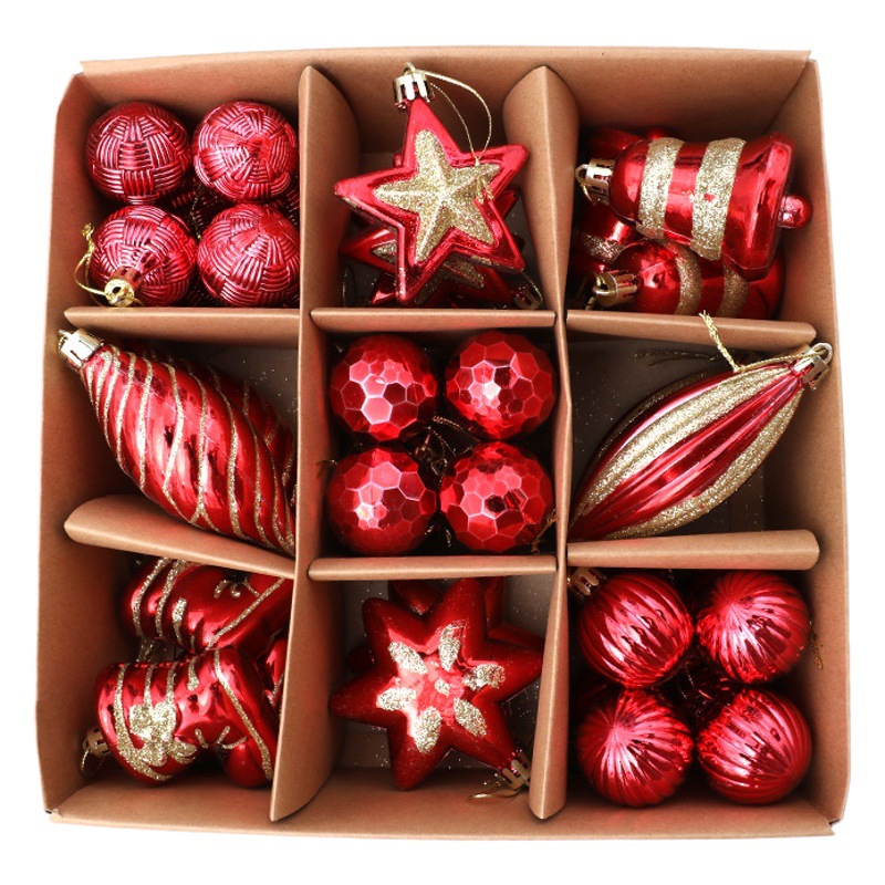 Cross-border Amazon Christmas tree decoration pendant 9 matching pendant painted ball multi-shape ornaments 39 combinations