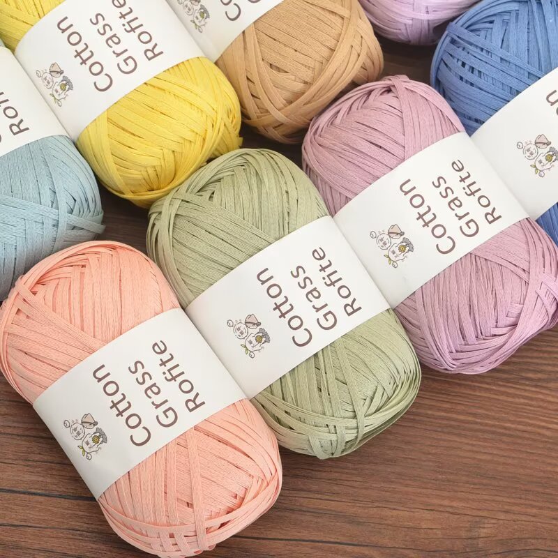 Pure Cotton Straw Raffia Cotton Straw Thread Weaving Material Summer Straw Hat Thread DIY Hand-Woven Crochet Bag Thread