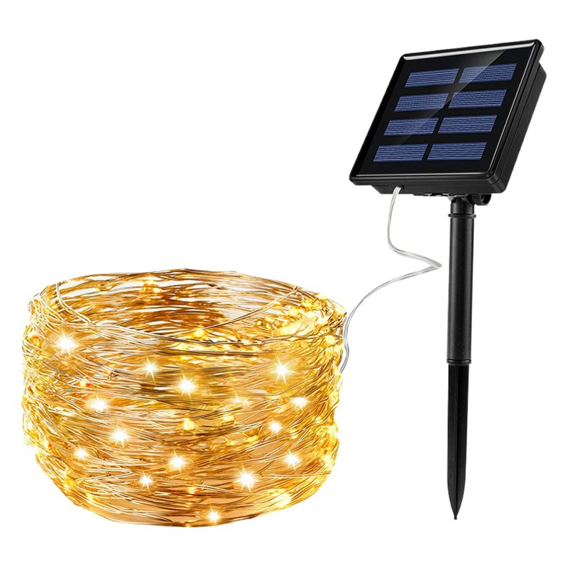 Cross-border new solar copper wire light string outdoor engineering lighting light string Park lawn holiday decorative light Wholesale