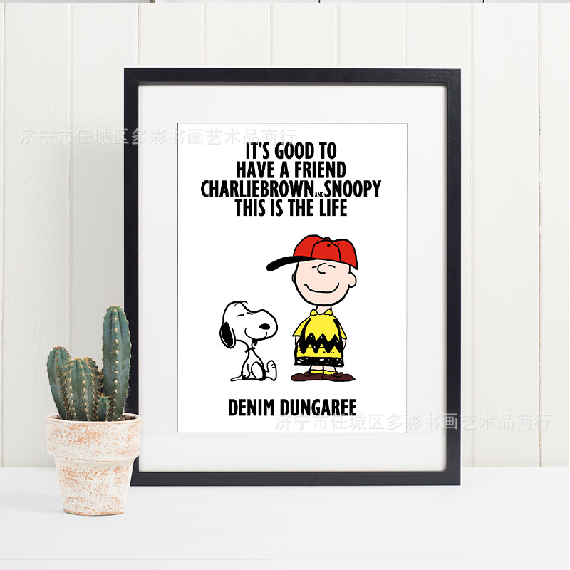 Picture of Snoopy Cartoon Children's Room Decorative Painting ins Style Nordic Style Living Room Dining Room Bedroom Cute Hanging Painting Set Table Core