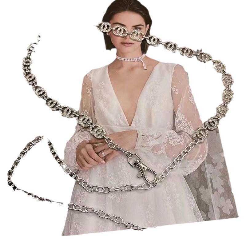High-grade Pearl waist chain accessories women's rhinestone chain belt decoration with skirt jeans chain ins summer